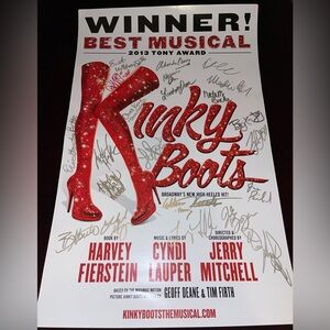 KINKY BOOTS CYNDI LAUPER HARVEY FIERSTEIN J MITCHELL CAST SIGNED BROADWAY POSTER